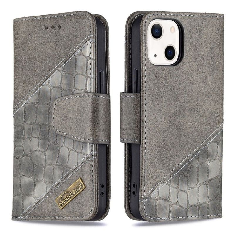 Flipové Pouzdro Na iPhone 13 Kožený Efekt Croc Look