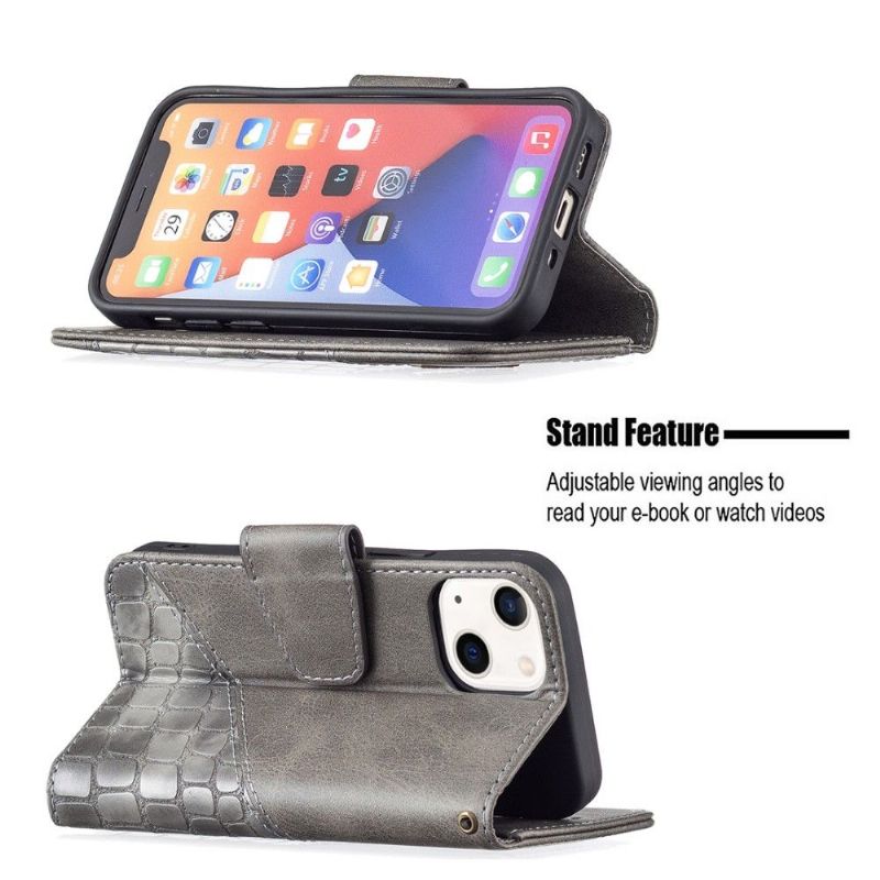 Flipové Pouzdro Na iPhone 13 Kožený Efekt Croc Look