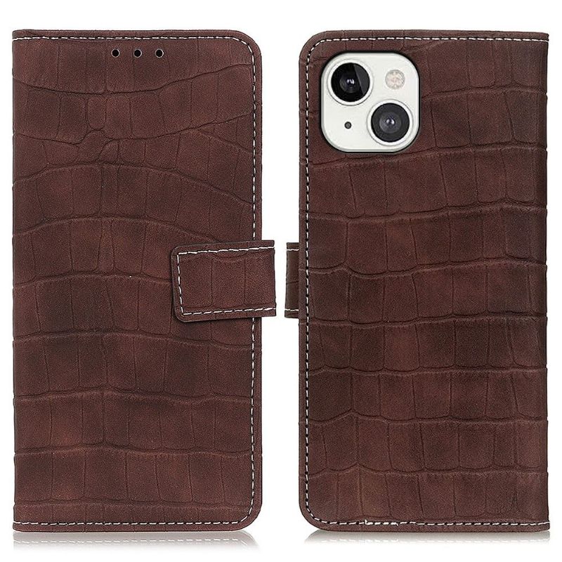 Flipové Pouzdro Na iPhone 13 Umělá Kůže Croc Look