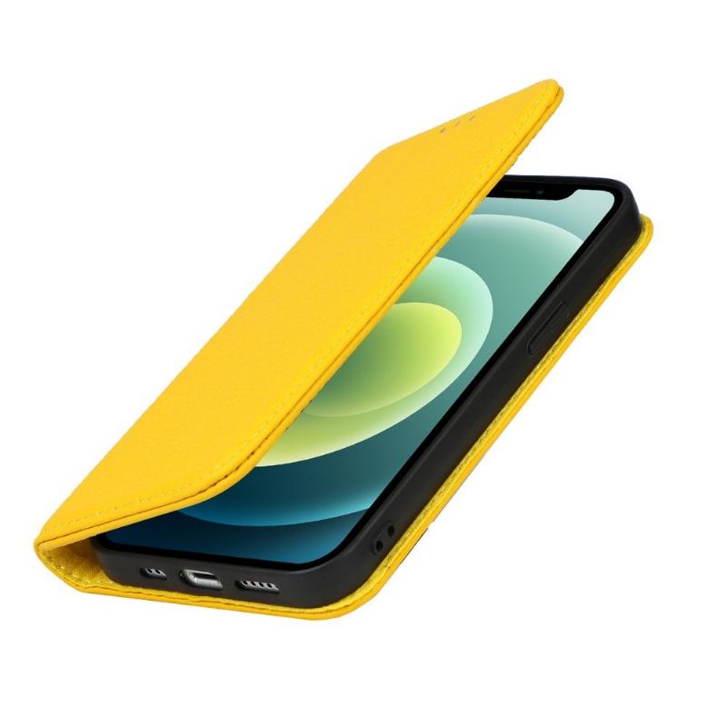 Flipové Pouzdro Na iPhone 13 Zrnitá Kůže S Řemínkem