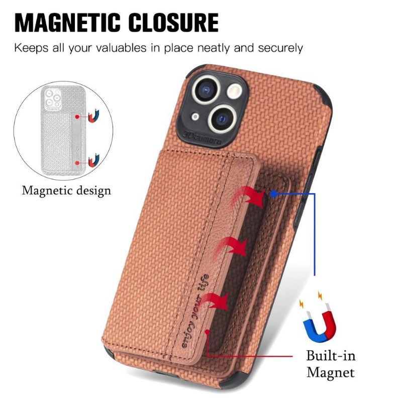Kryt Na iPhone 13 Držák Karet Z Uhlíkových Vláken