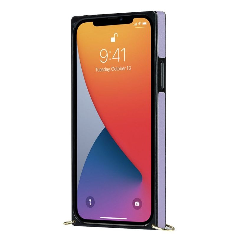 Kryty Na Mobil Na iPhone 13 Efekt Prošívané Kůže A Šňůrka