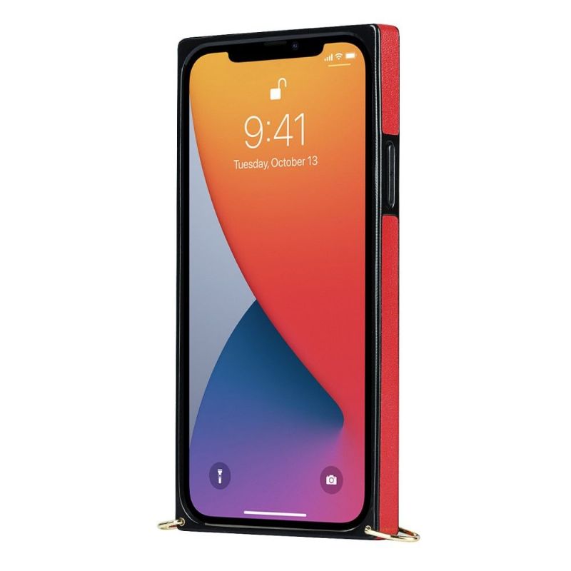 Kryty Na Mobil Na iPhone 13 Efekt Prošívané Kůže A Šňůrka