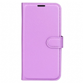 Flipové Pouzdro Na iPhone 15 Plus Klasická Umělá Kůže Litchi