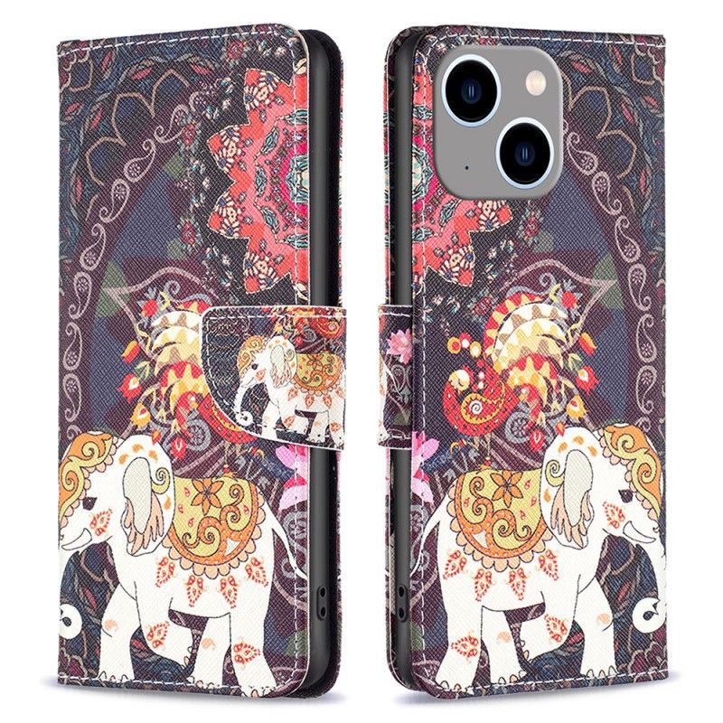 Flipové Pouzdro Na iPhone 15 Plus Kmenový Slon
