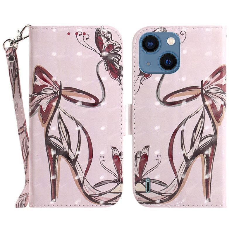 Flipové Pouzdro Na iPhone 15 Plus Na Lana Pásové Čerpadlo