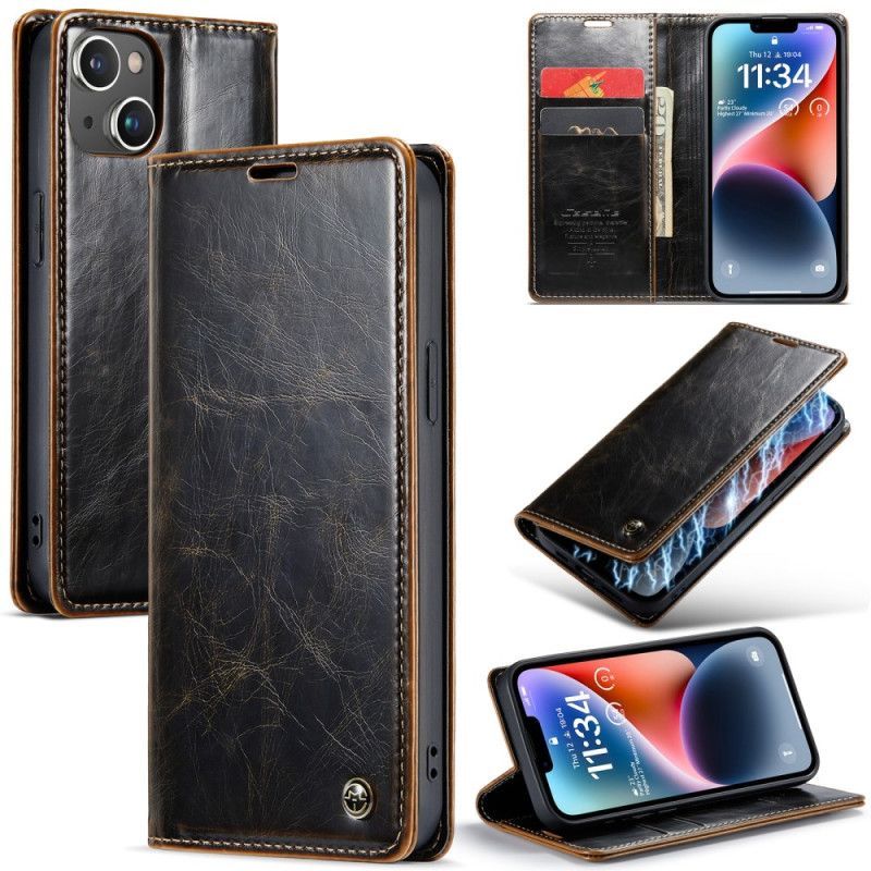 Kryty Na Mobil Na iPhone 15 Plus Flipové Pouzdro Caseme Voskovaná Imitace Kůže