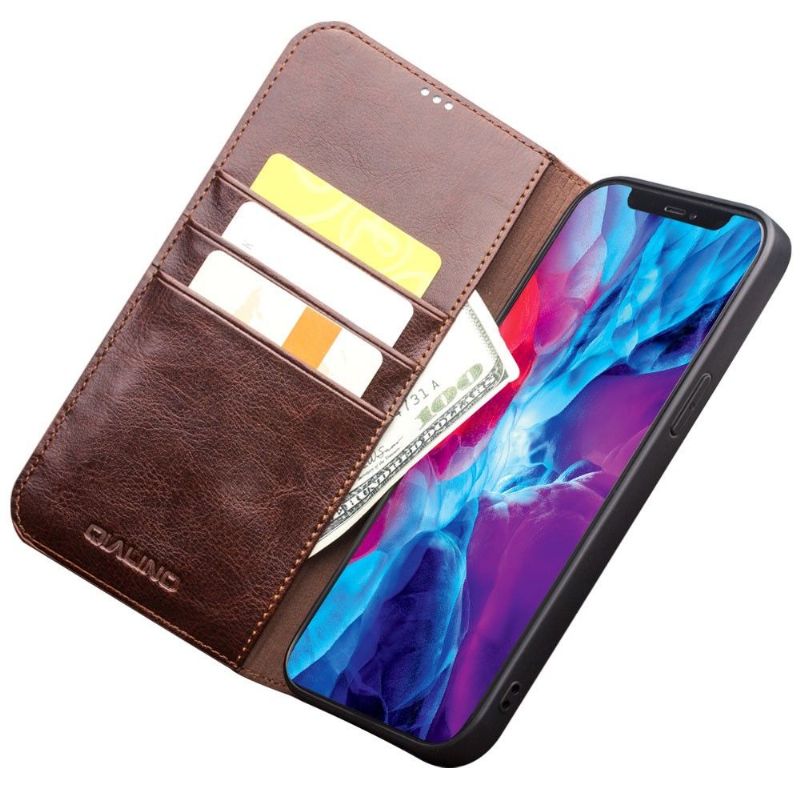 Flipové Pouzdro Na iPhone 13 Pro Max Ručně Vyráběná Pravá Kůže