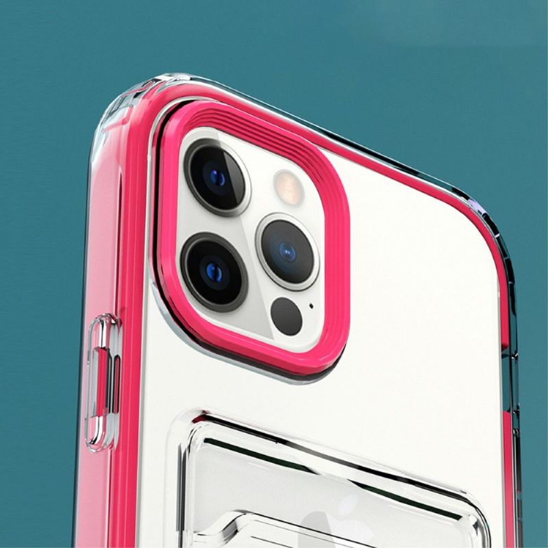 Kryt Na iPhone 13 Pro Max Barvy Průhledných Hran Držáku Karet