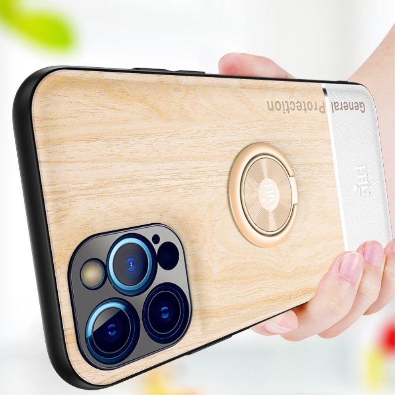 Kryt Na iPhone 13 Pro Max Dřevěný Styl S Kroužkem