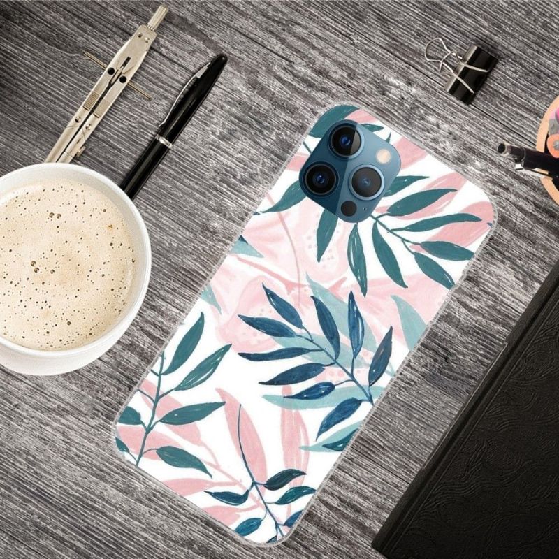 Kryt Na iPhone 13 Pro Max Zelené A Růžové Listy