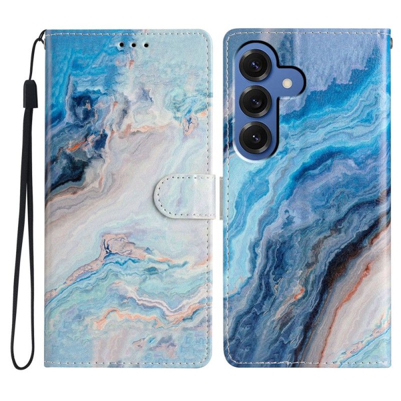 Kožený Kryt Na Samsung Galaxy S26 Plus Modrý Mramor