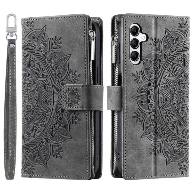 Kožený Kryt Na Samsung Galaxy S26 Plus Peněženka S Efektem Semiše S Mandalou