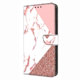 Kožený Kryt Na Samsung Galaxy S26 Plus Trojúhelníkový Mramorový Vzor