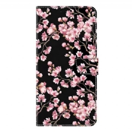 Kožený Kryt Samsung Galaxy S26 Plus Broskvové Květy