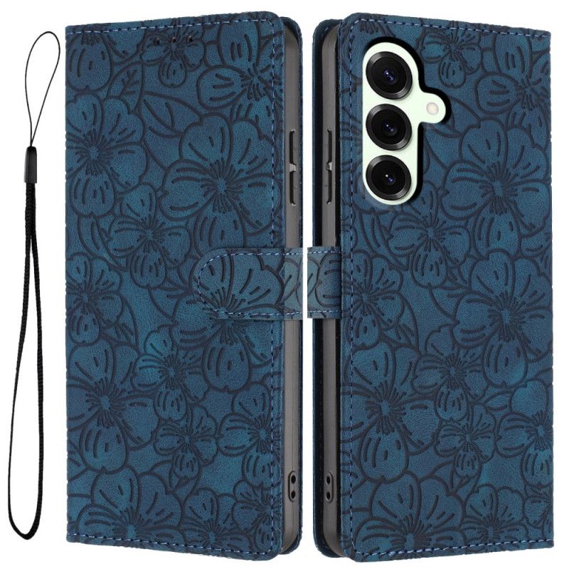 Kožený Kryt Samsung Galaxy S26 Plus Gravírování Třešňového Květu