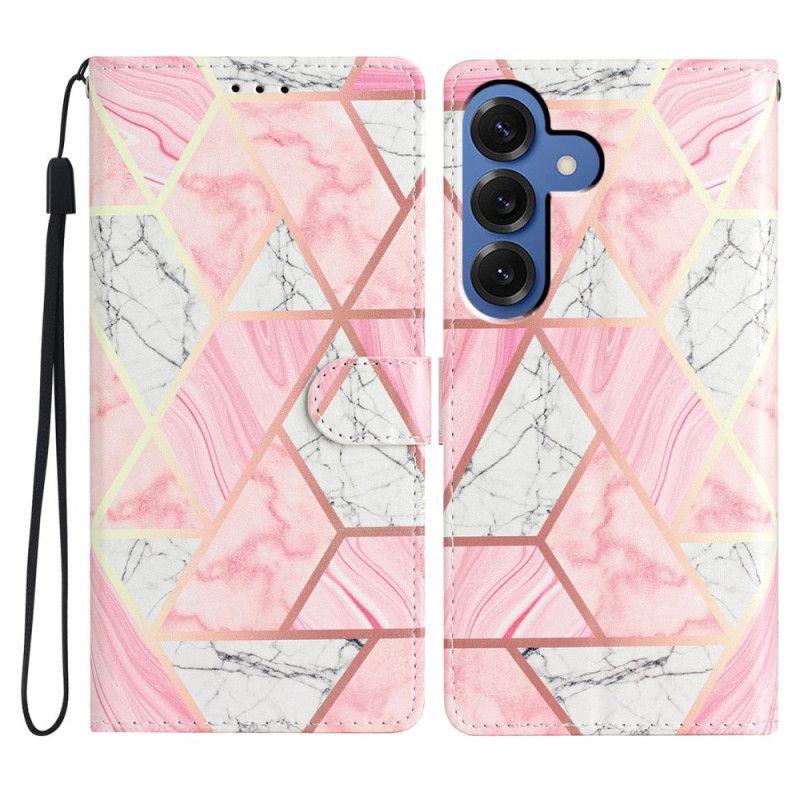 Kožený Kryt Samsung Galaxy S26 Plus Růžový Mramor