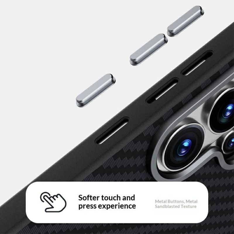 Kryt Samsung Galaxy S26 Plus Kryty Na Mobil Magnetický Držák S Texturovaným Uhlíkovým Vláknem