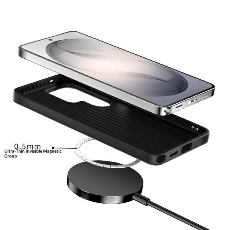 Kryt Samsung Galaxy S26 Plus Kryty Na Mobil Magnetický Držák S Texturovaným Uhlíkovým Vláknem