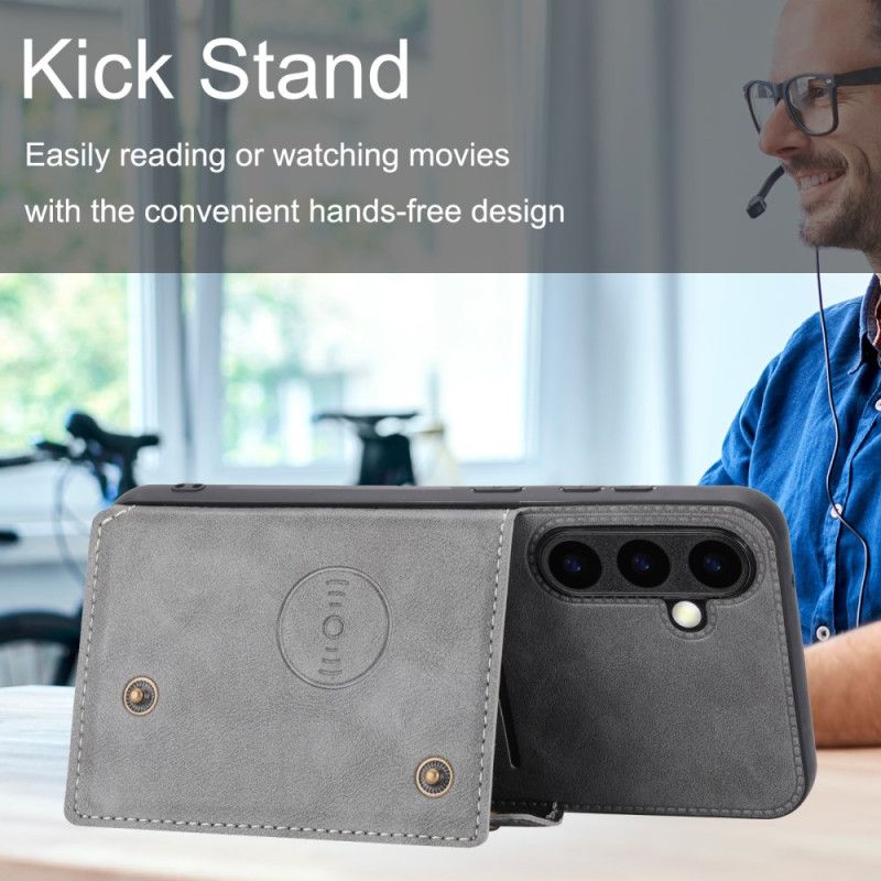 Kryt Samsung Galaxy S26 Plus Pouzdro Na Karty S Koženým Efektem