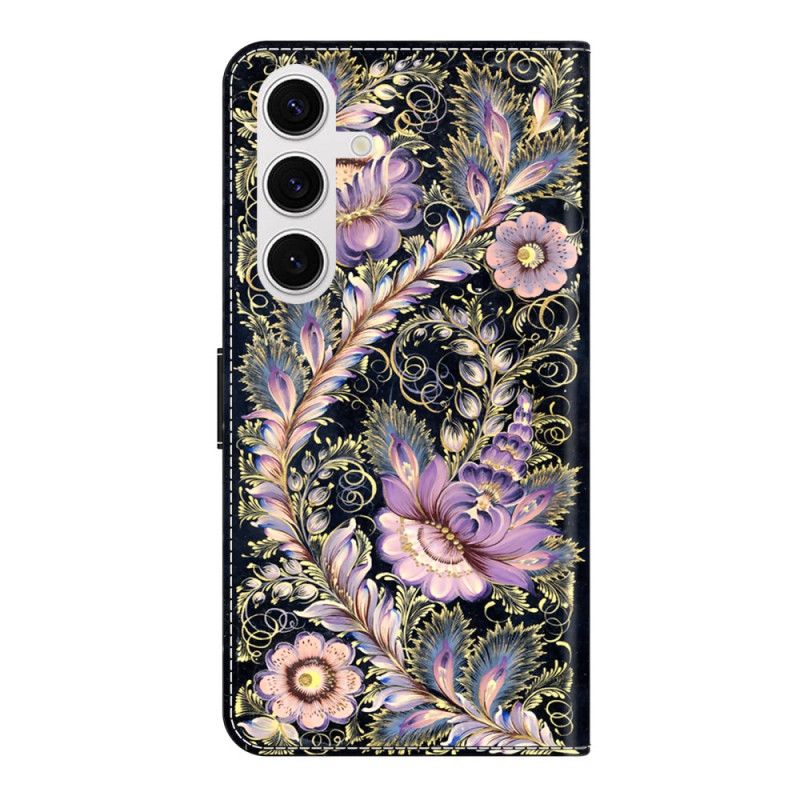 Peněženková Pouzdra Samsung Galaxy S26 Plus Kryty Na Mobil Vintage Zlatý Vzor S Odznaky