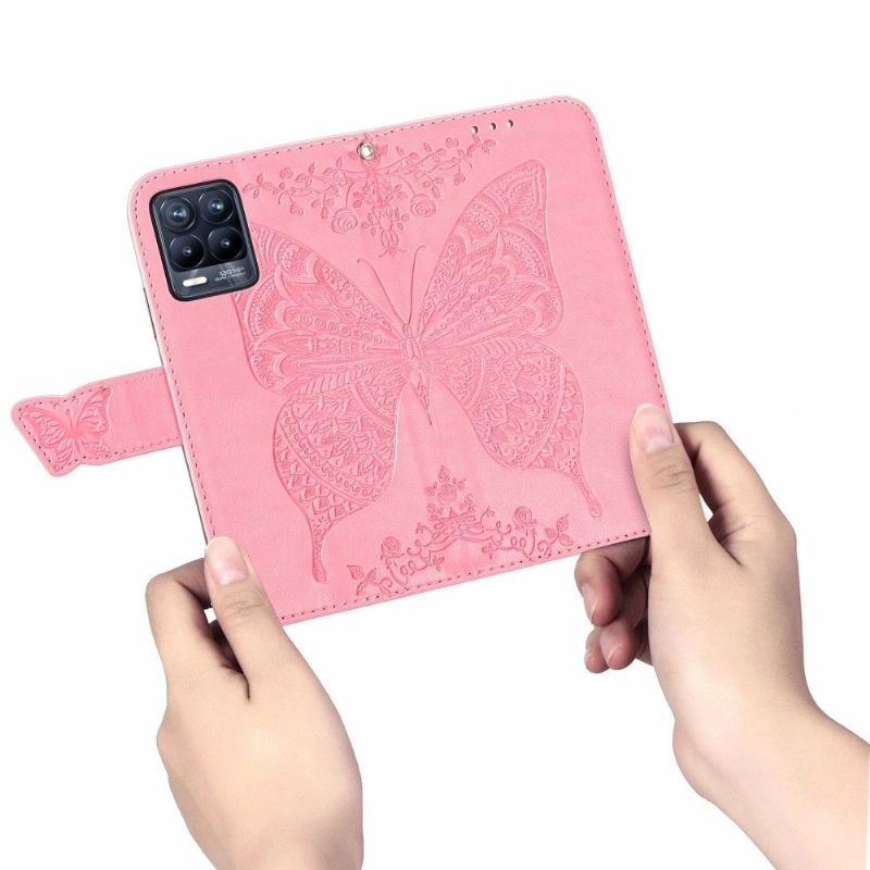 Flipové Pouzdro Na Realme 8 / 8 Pro Reliéfní Motýl