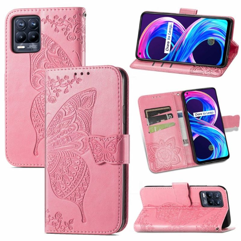 Flipové Pouzdro Na Realme 8 / 8 Pro Reliéfní Motýl