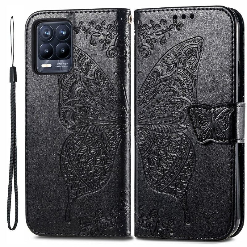 Flipové Pouzdro Na Realme 8 / 8 Pro Reliéfní Motýl