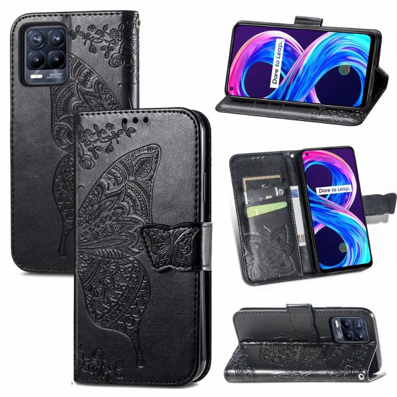 Flipové Pouzdro Na Realme 8 / 8 Pro Reliéfní Motýl
