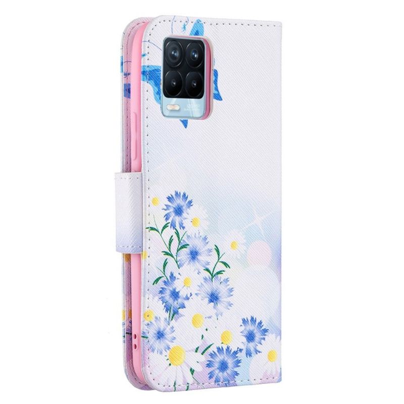 Kožené Pouzdro Na Realme 8 / 8 Pro Motýl A Sedmikrásky