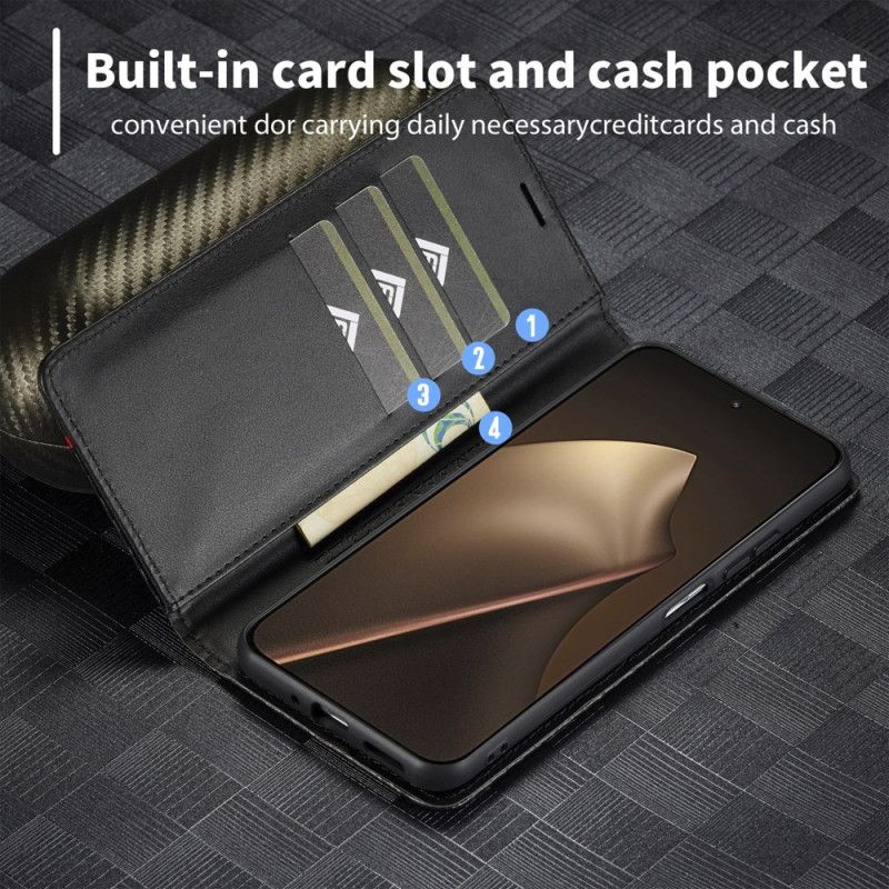 Kožené Pouzdro Folio Xiaomi 15t Uhlíková Vlákna