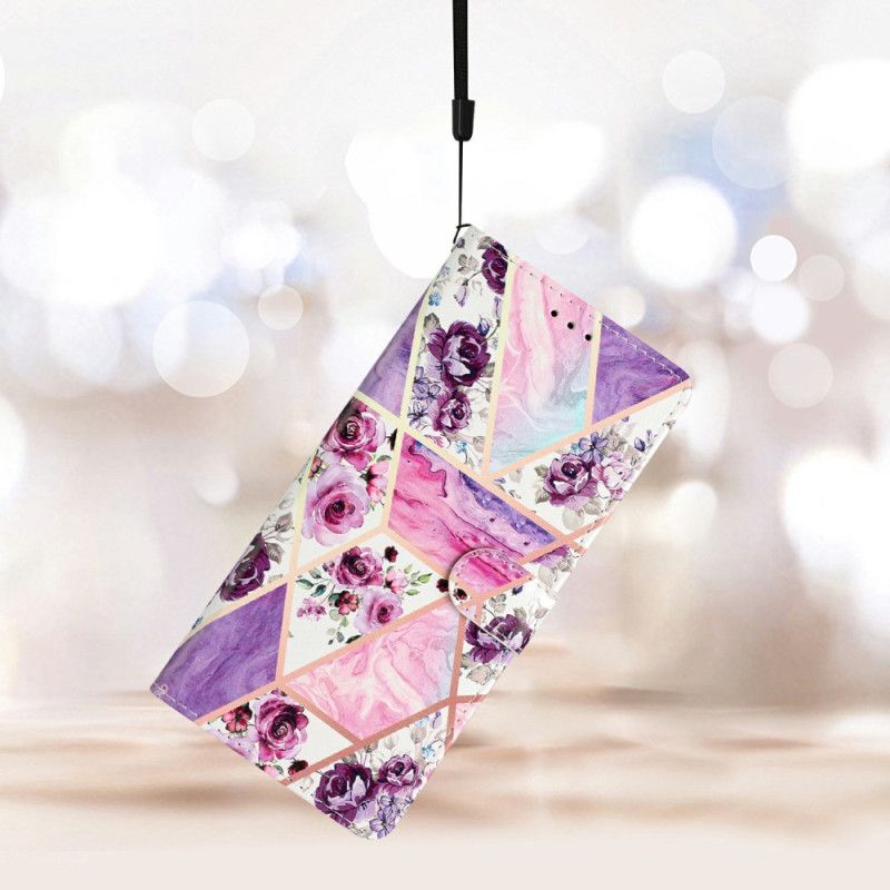 Kožený Kryt Na Xiaomi 15t Fialový Květinový Vzor