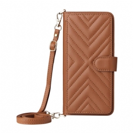 Kožený Kryt Na Xiaomi 15t Prošívané S Ramenním A Zápěstním Popruhem