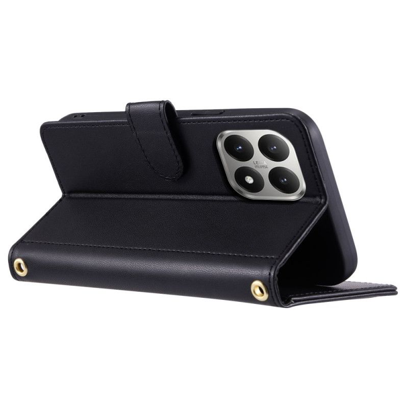 Kožený Kryt Xiaomi 15t Prošívaná S Popruhy