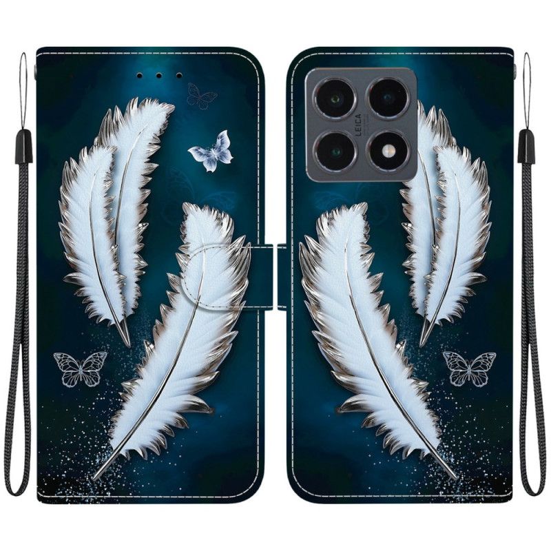 Peněženková Pouzdra Xiaomi 15t Kryty Na Mobil Bílé Peří