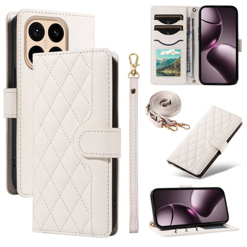 Peněženková Pouzdra Xiaomi 15t Kryty Na Mobil Prošívané S Popruhem A Ramenním Popruhem