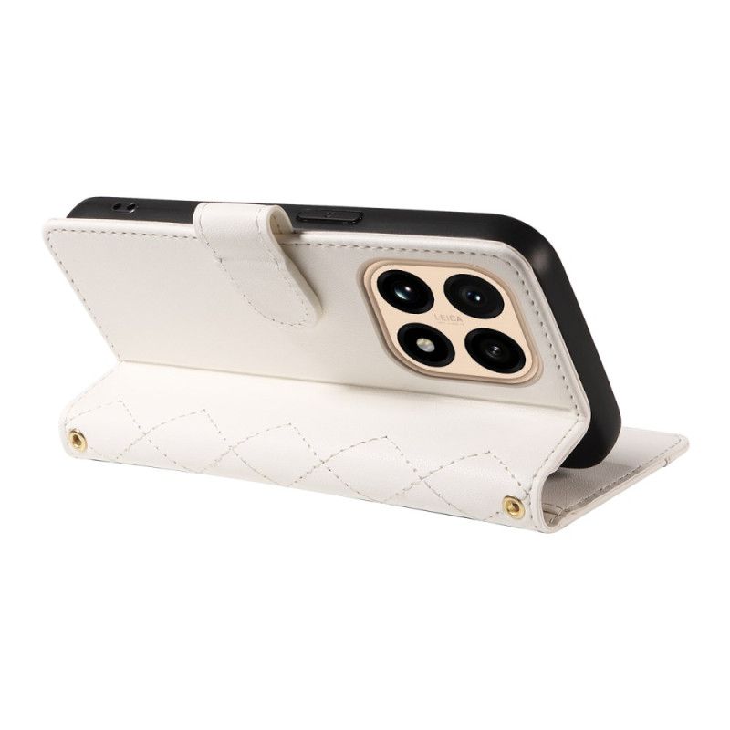 Peněženková Pouzdra Xiaomi 15t Kryty Na Mobil Prošívané S Popruhem A Ramenním Popruhem