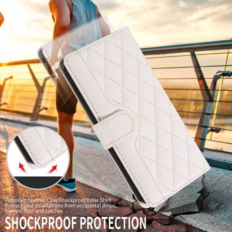 Peněženková Pouzdra Xiaomi 15t Kryty Na Mobil Prošívané S Popruhem A Ramenním Popruhem