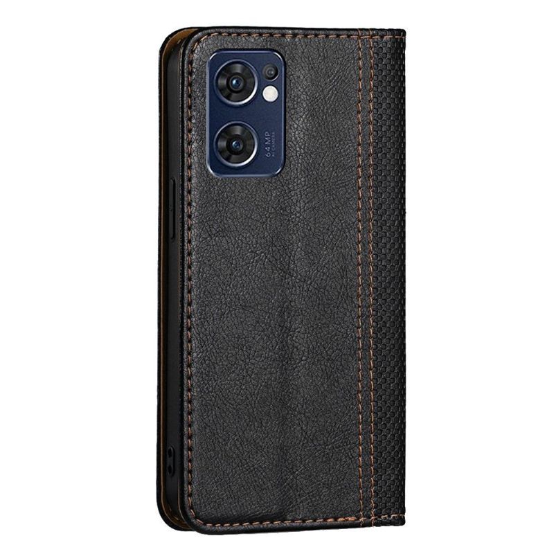 Flipové Pouzdro Na Oppo Find X5 Lite Kožené Pouzdro Přehození Švů Folia