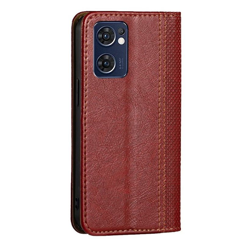 Flipové Pouzdro Na Oppo Find X5 Lite Kožené Pouzdro Přehození Švů Folia