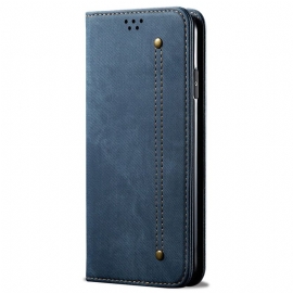 Kožené Pouzdro Folio Motorola Edge 50 Ultra Džínová Látka