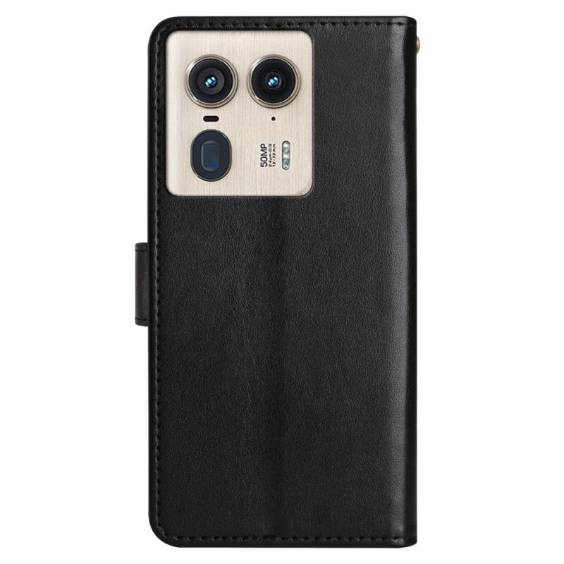 Kožený Kryt Motorola Edge 50 Ultra Motýli A Květiny