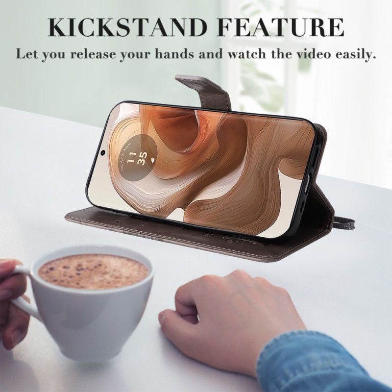 Kožený Kryt Motorola Edge 50 Ultra Obří Motýli