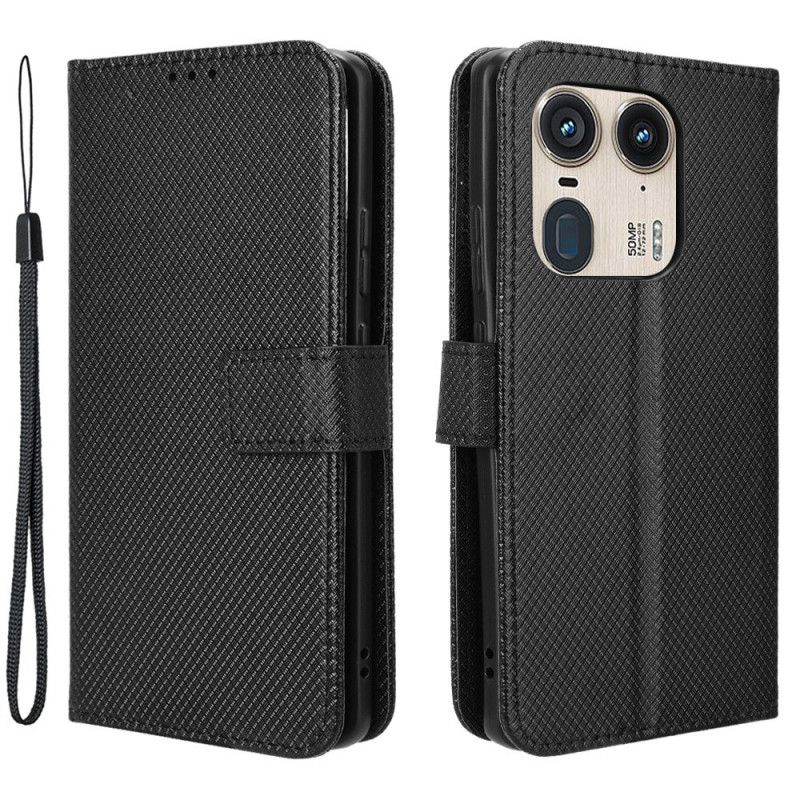 Kožený Kryt Motorola Edge 50 Ultra Páskové Stehy