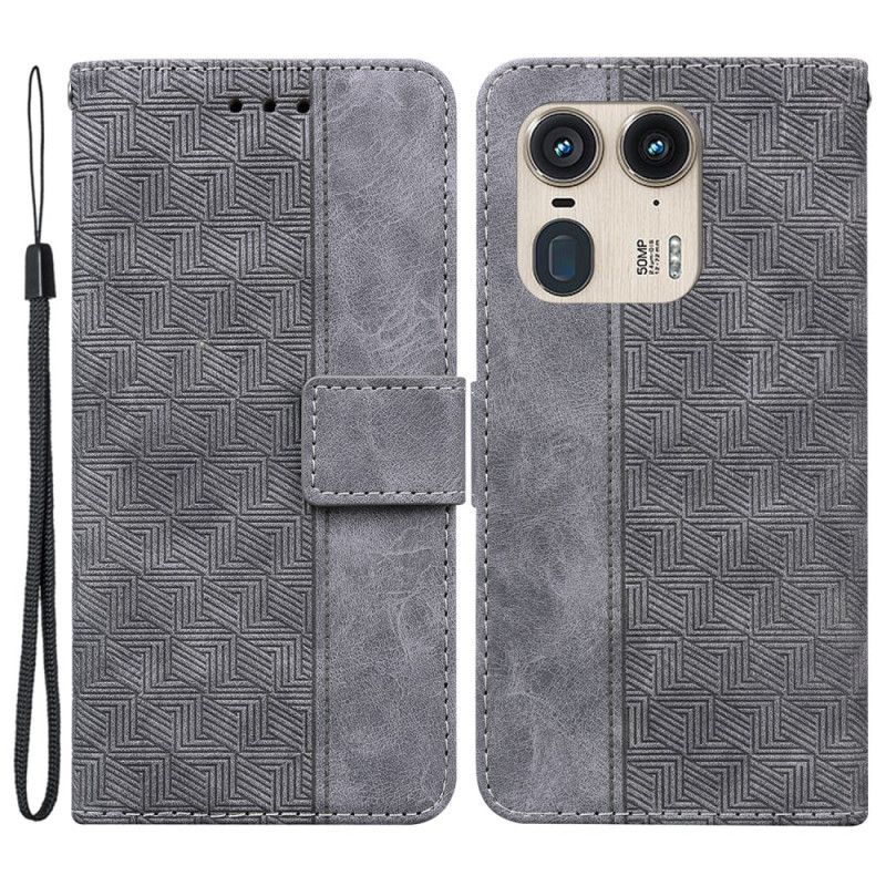 Kožený Kryt Motorola Edge 50 Ultra Páskový Tkaný Vzor