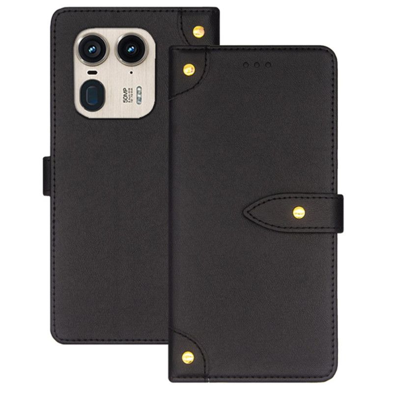 Kožený Kryt Na Motorola Edge 50 Ultra Nýty Idewei
