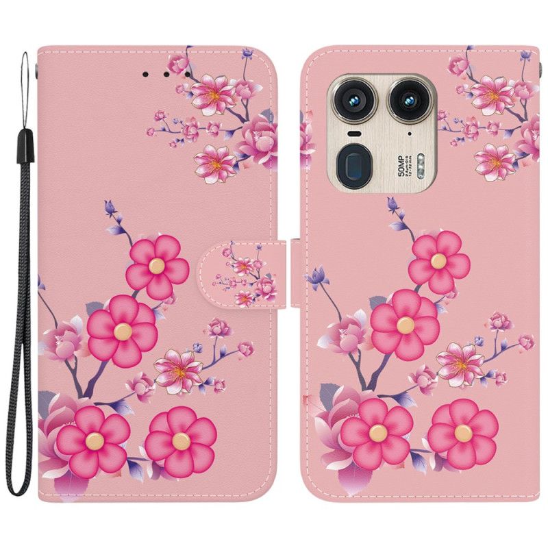 Peněženková Pouzdra Motorola Edge 50 Ultra Kryty Na Mobil Sakura S Popruhem