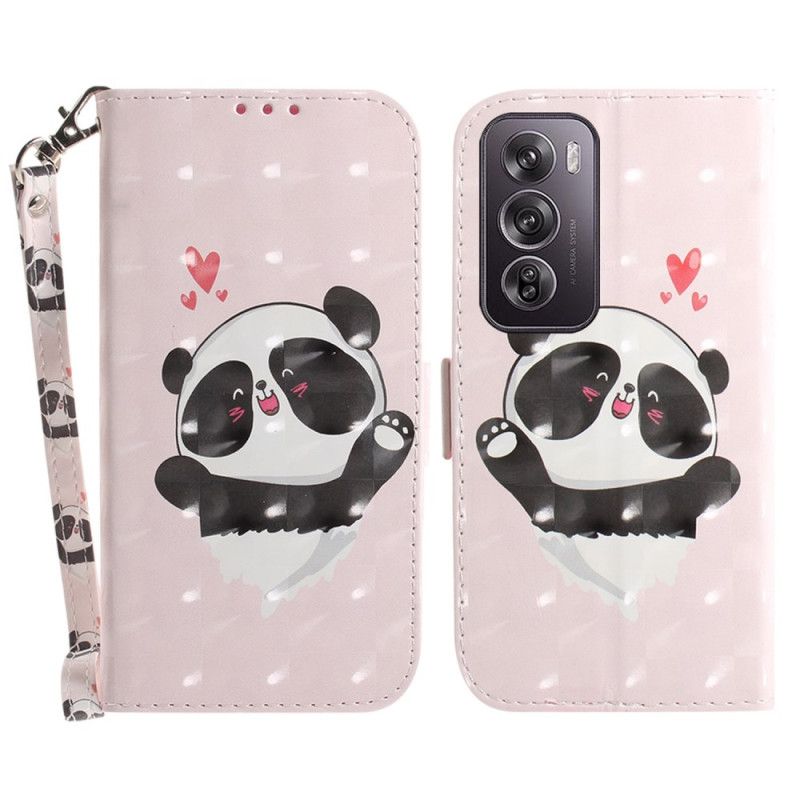 Kožený Kryt Na Oppo Reno 12 Pro 5g Panda Love With Strap