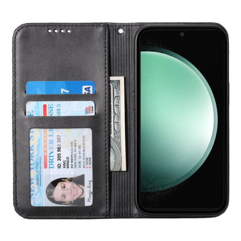 Kožené Pouzdro Folio Samsung Galaxy S25 Fe Kosočtvercový Vzor S Řemínkem