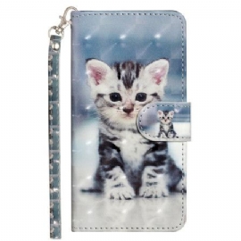 Kožený Kryt Na Samsung Galaxy S25 Fe Kotě Se Šňůrkou Na Krk